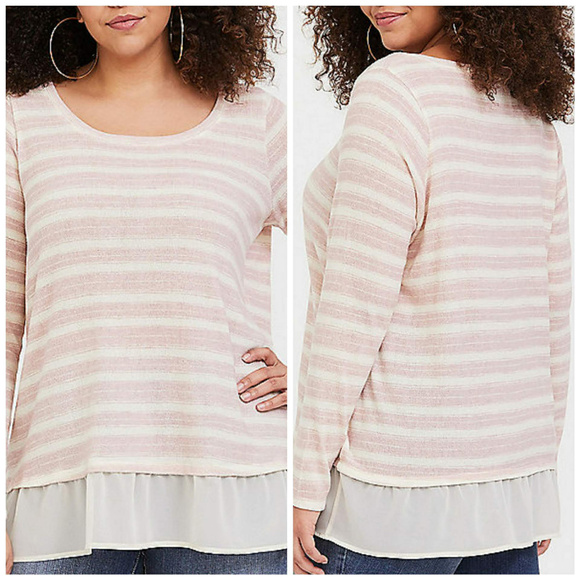 Torrid Sweater 2fer Pink Striped 2X NWT - Picture 1 of 4